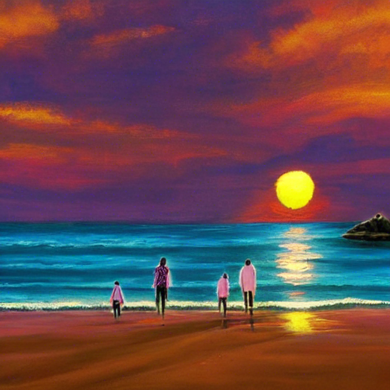 Eine Familie am Strand.